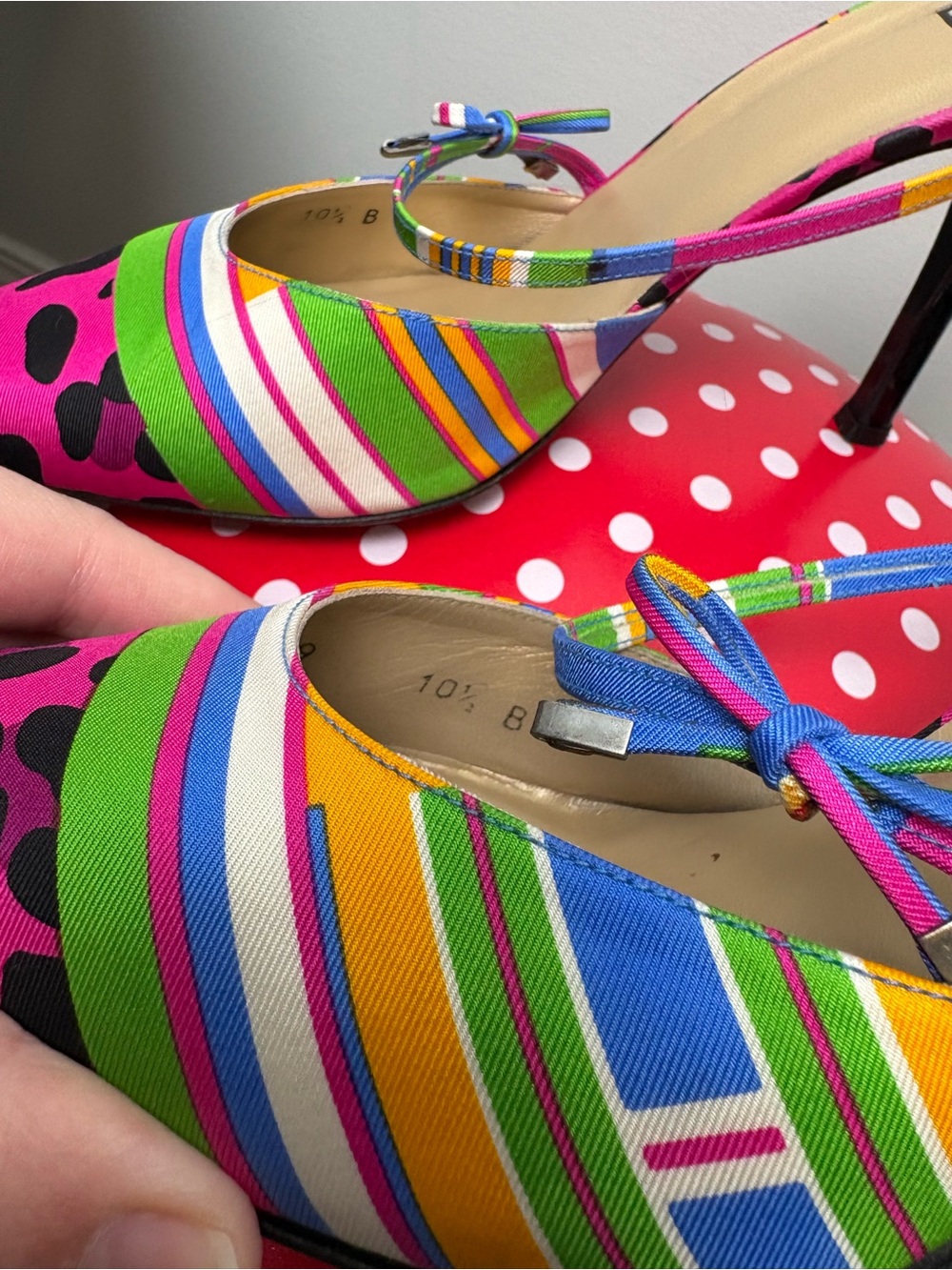 Stuart Weitzman Colorful Pattern Block Mule Heels - Picture 7 of 10